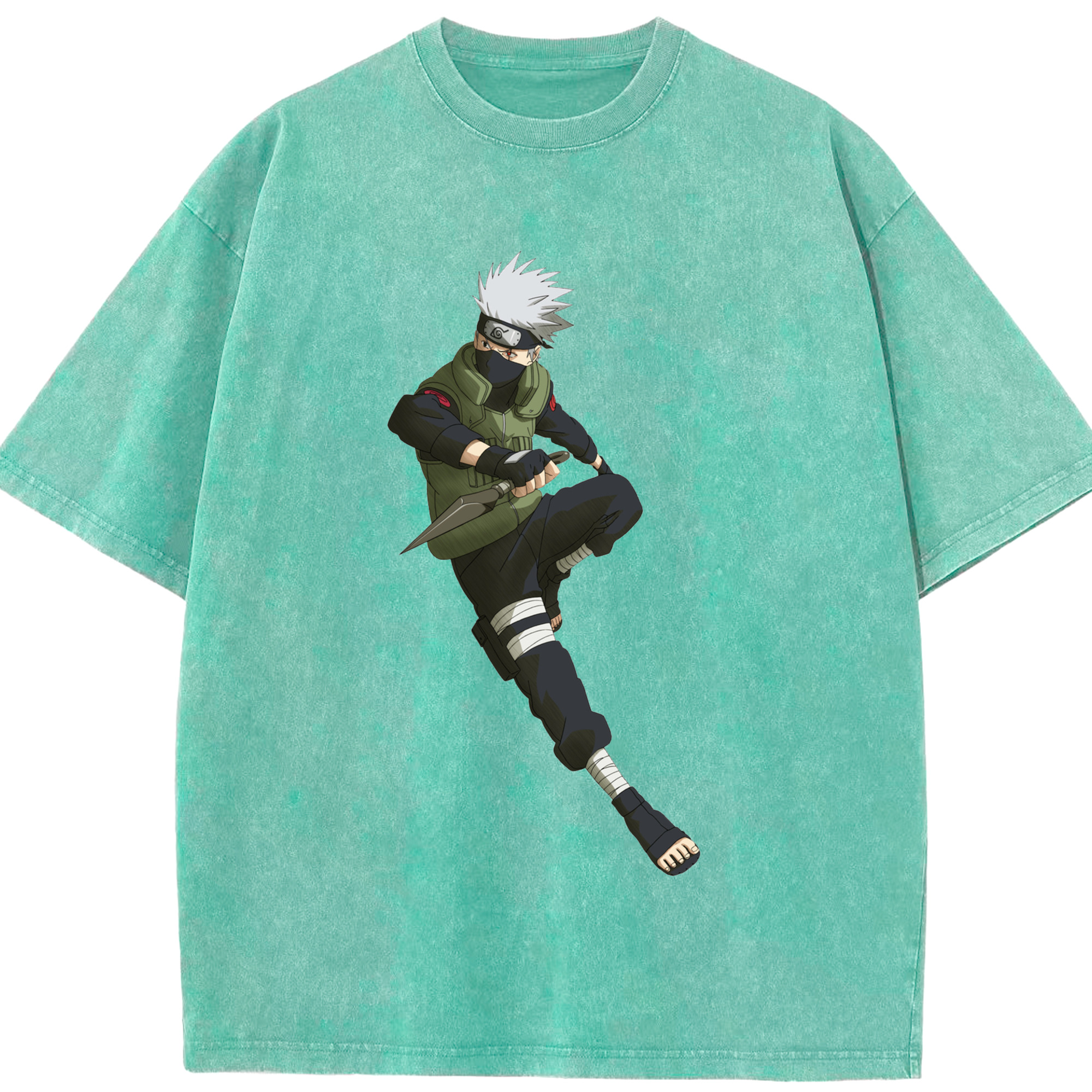 （画像用） NARUTO -ナルト- はたけ カカシ Hatake Kakashi 綿100% ヴィンテージ風 半袖Tシャツ（フロントプリント）